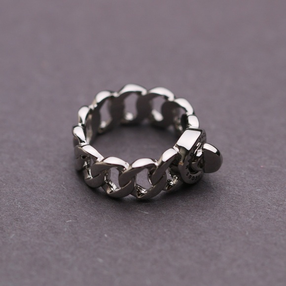 Marc Jacobs Silver Katie Turnlock Chain Ring size 7 - Picture 7 of 7
